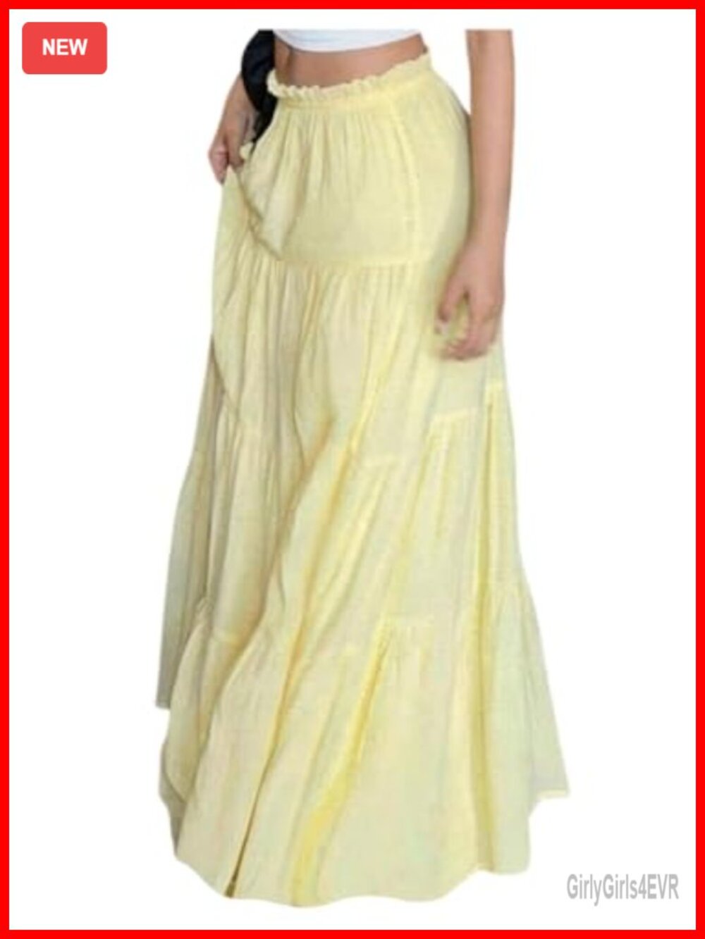 Women's Ruffle Maxi Skirt High Waisted A Line Flowy Beach Vacation